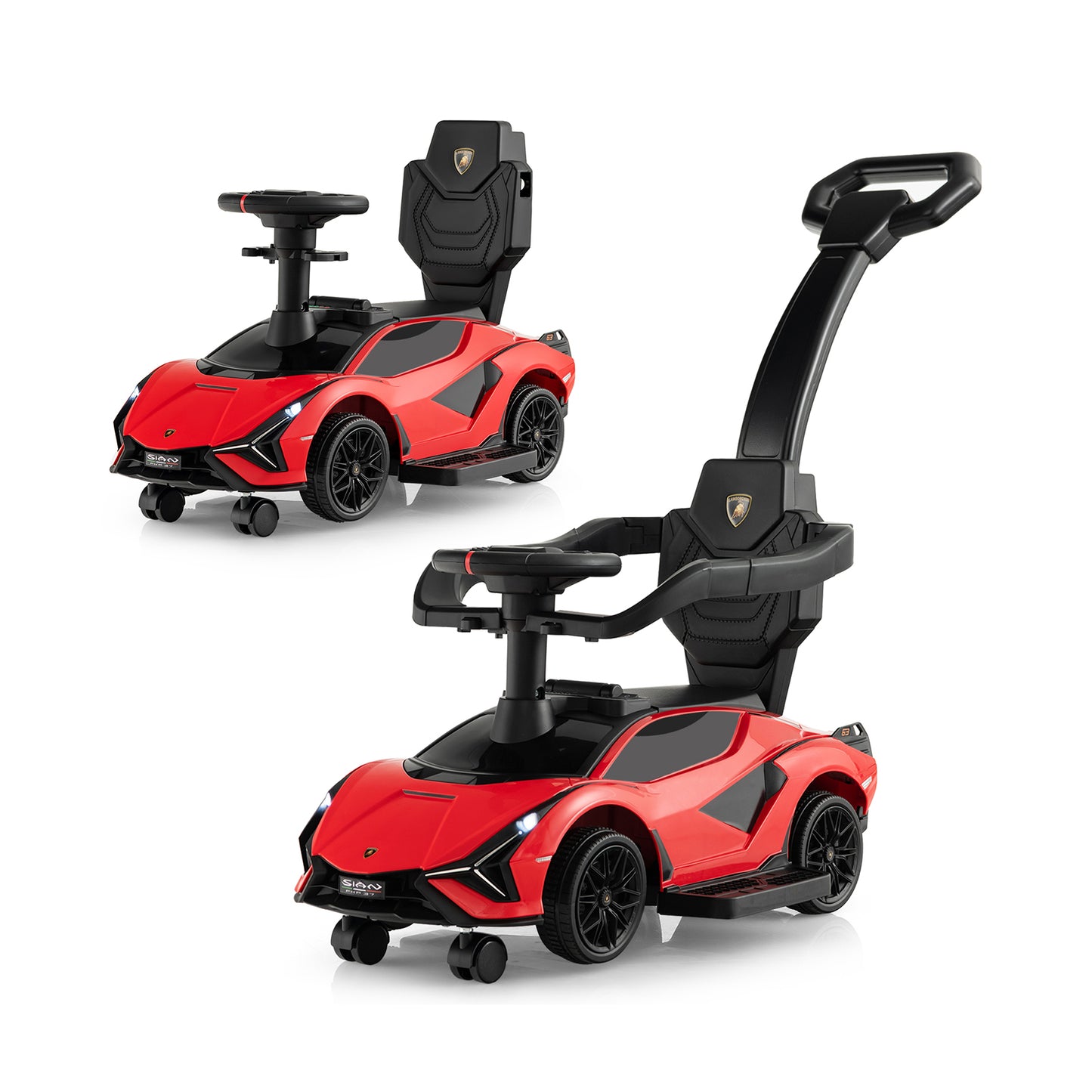 3-in-1 Ride On Push Car with Removable Guardrails and Handle-Black