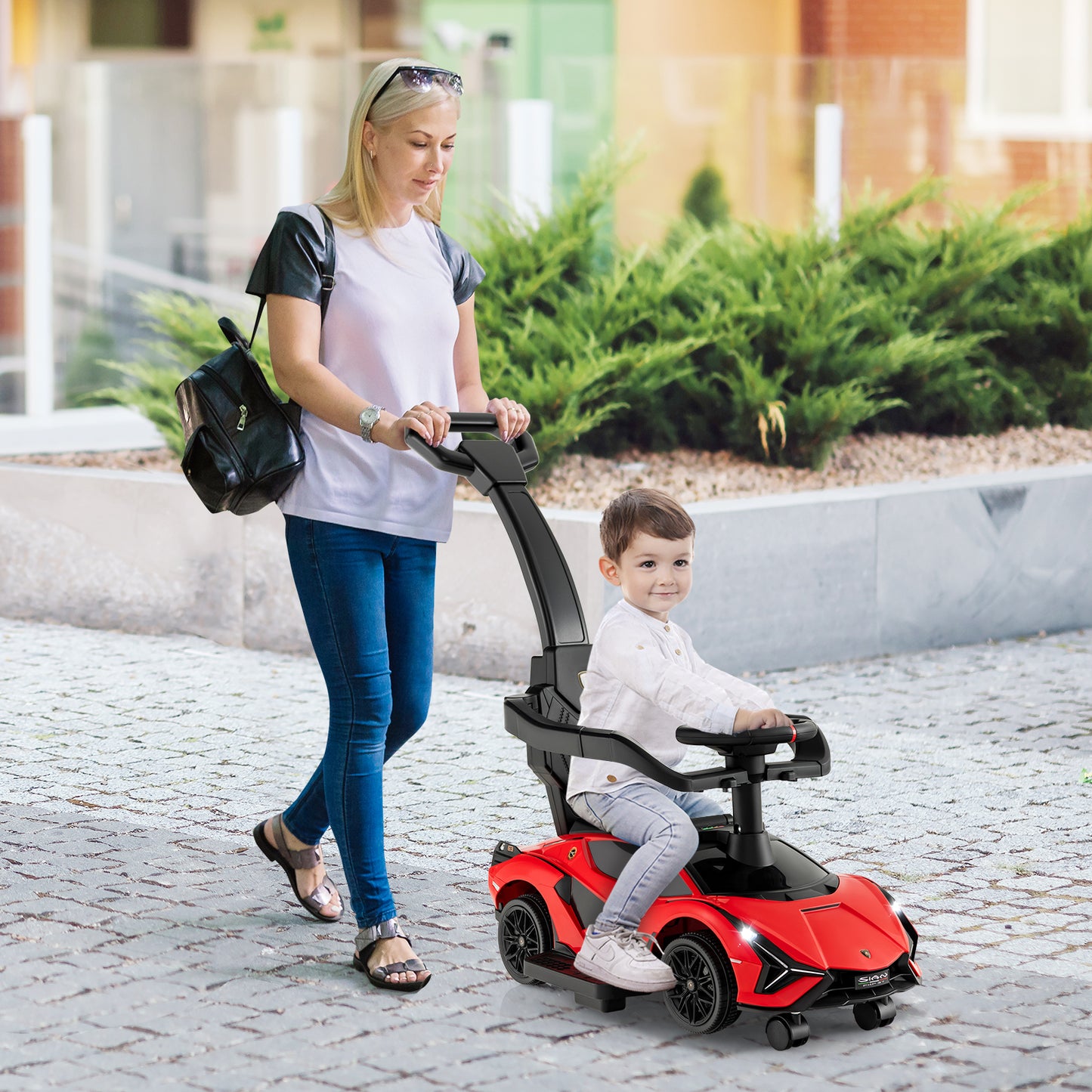 3-in-1 Ride On Push Car with Removable Guardrails and Handle-Black