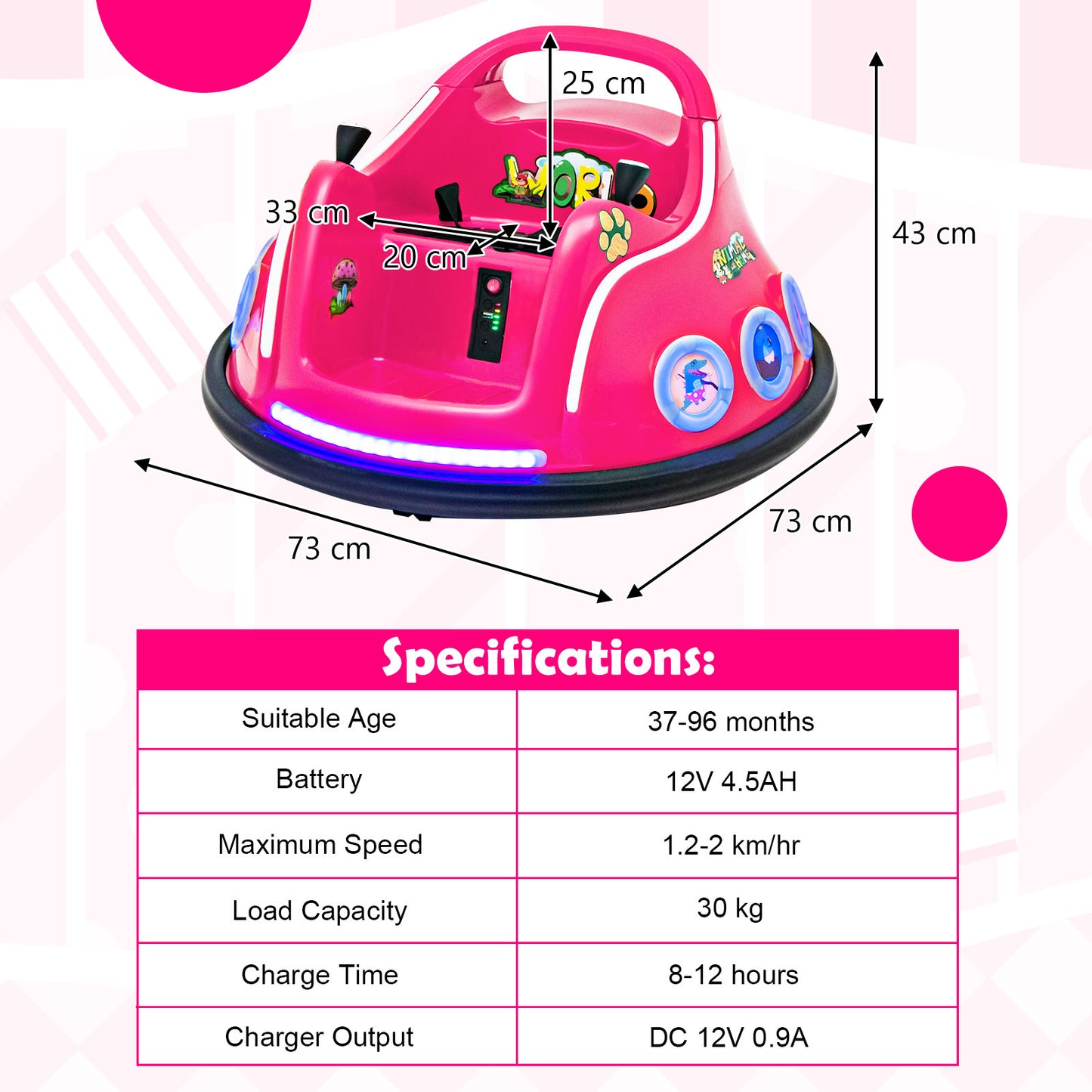 Electric Bumper Car with 360° Spin and Remote Control for Toddlers and Babies-Navy