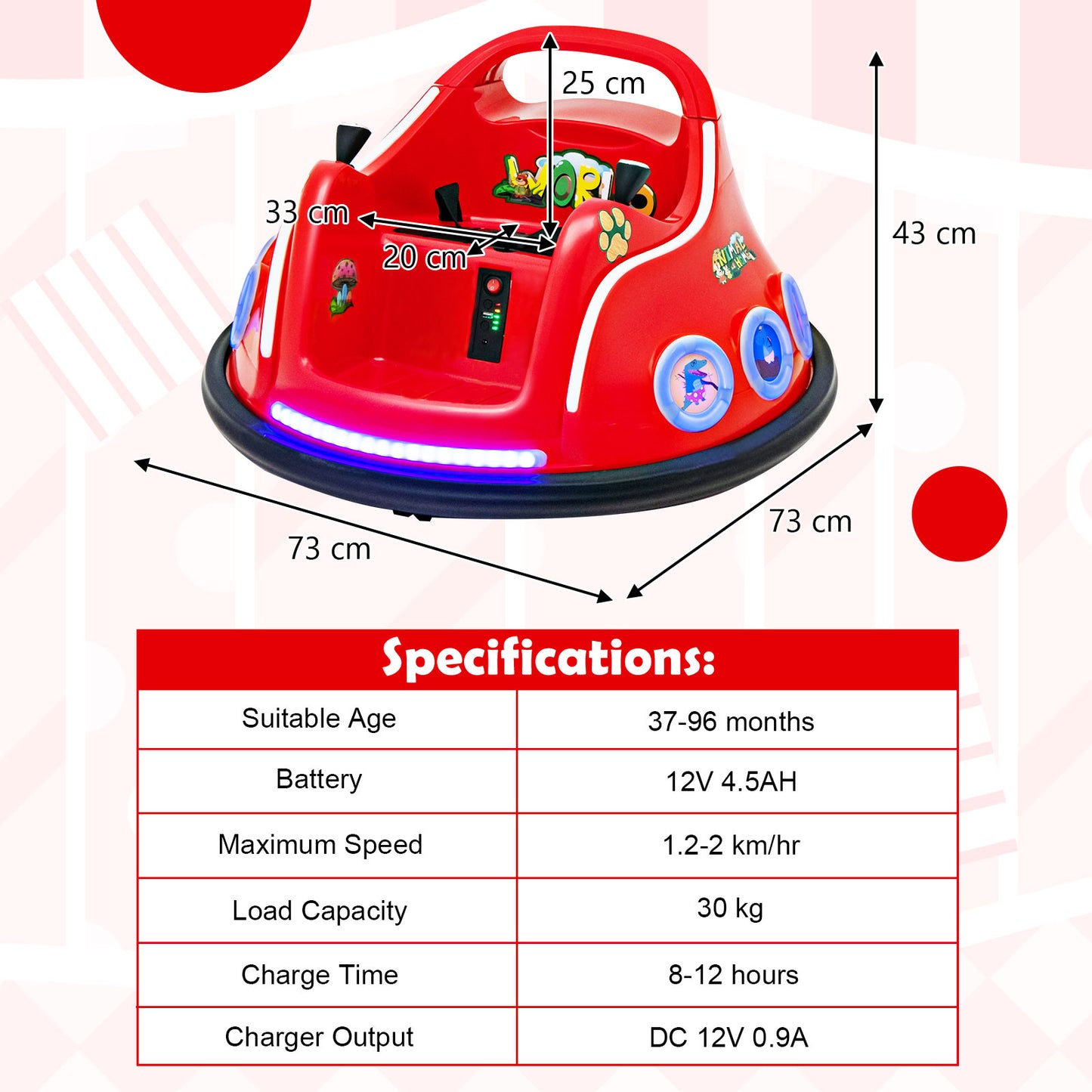 Electric Bumper Car with 360° Spin and Remote Control for Toddlers and Babies-Navy