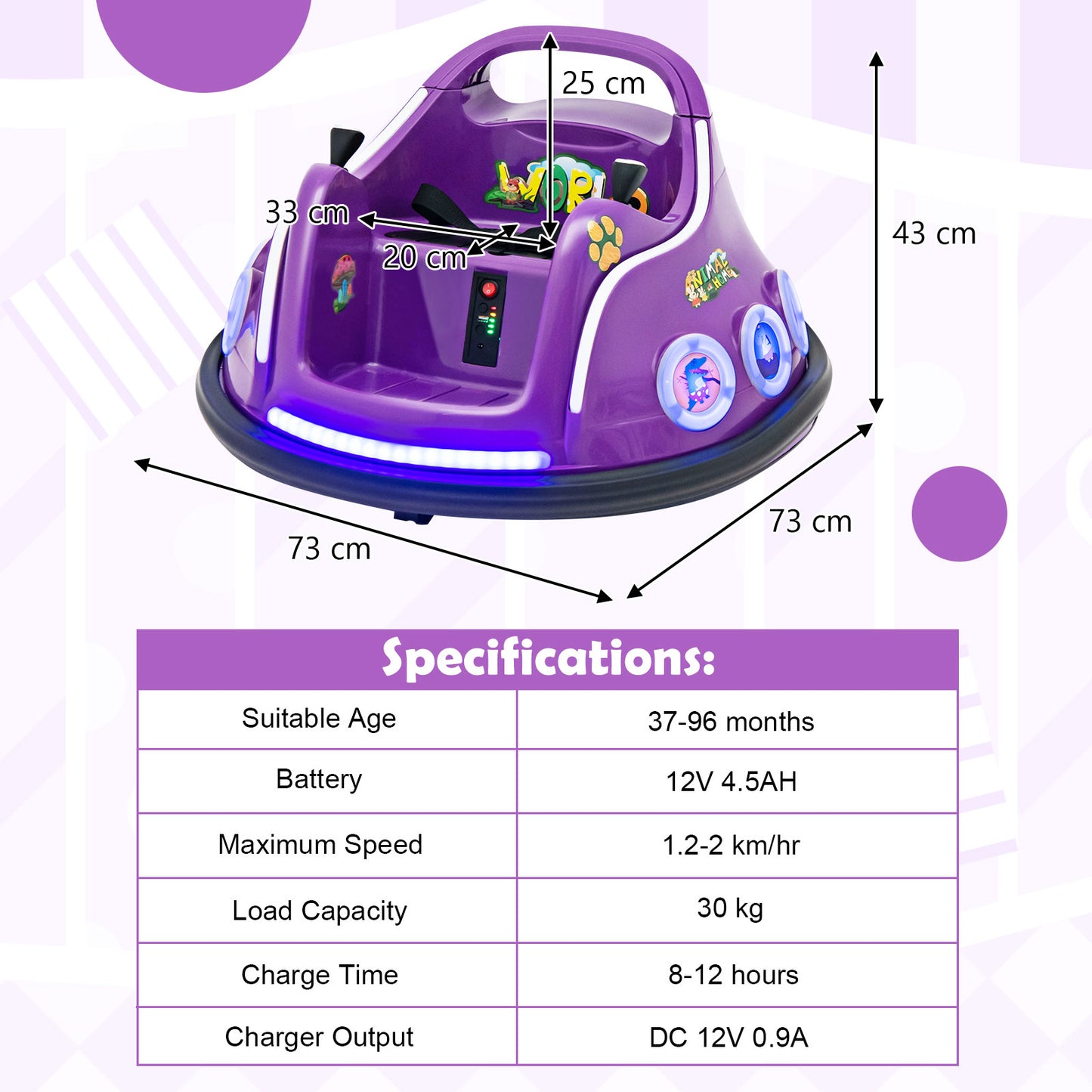Electric Bumper Car with 360° Spin and Remote Control for Toddlers and Babies-Navy