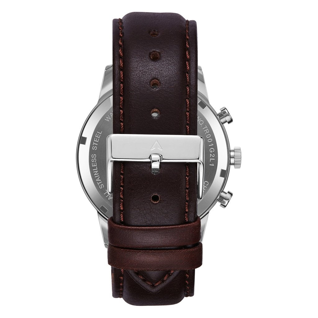 Trnda Men's Stainless Steel Watch, Brown Leather | Trn-W43sl