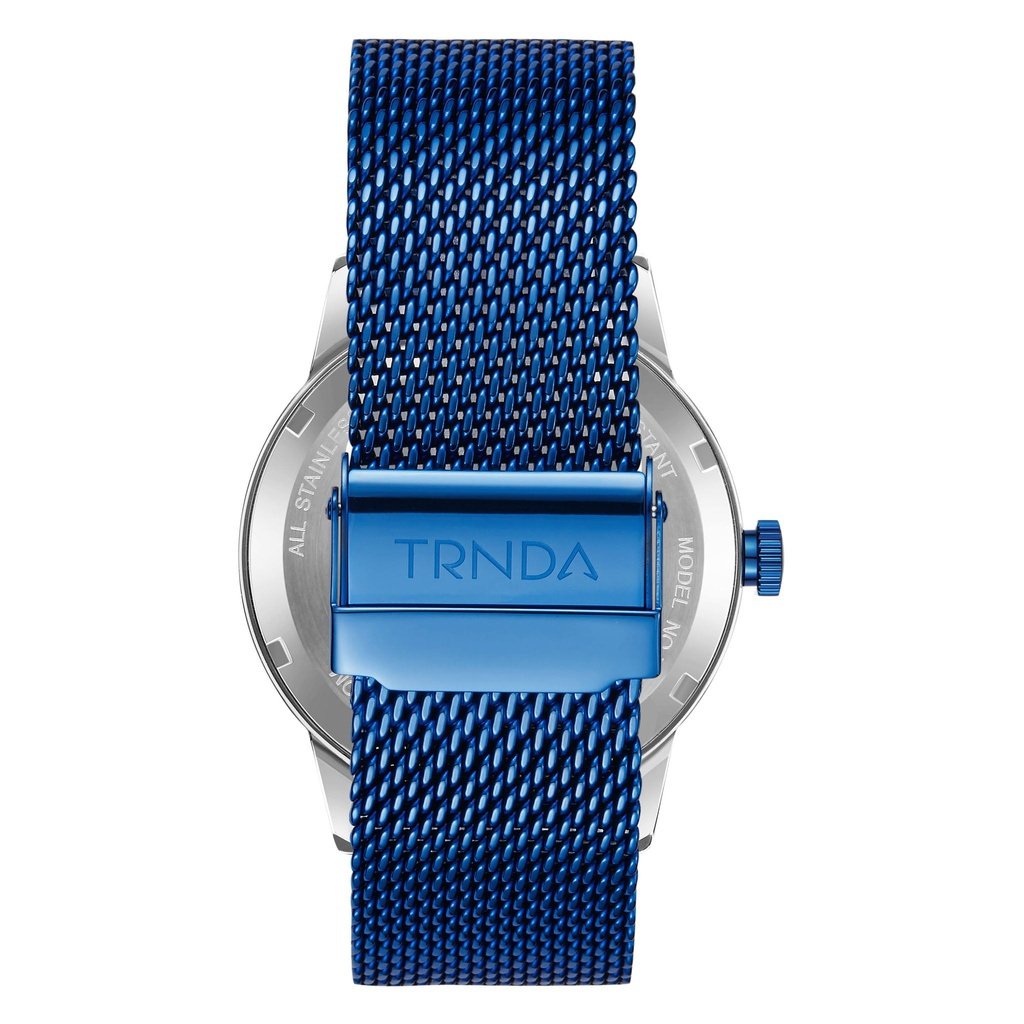 Trnda Men's Stainless Steel Watch, Blue Mesh Band | Trnda-43mm