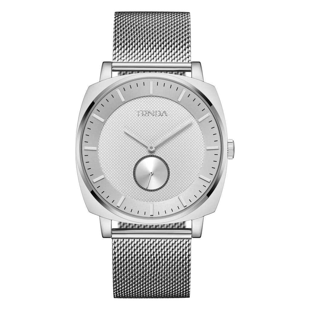 Trnda Men's Stainless Steel Watch, Silver Mesh Band | Trnda-S45m