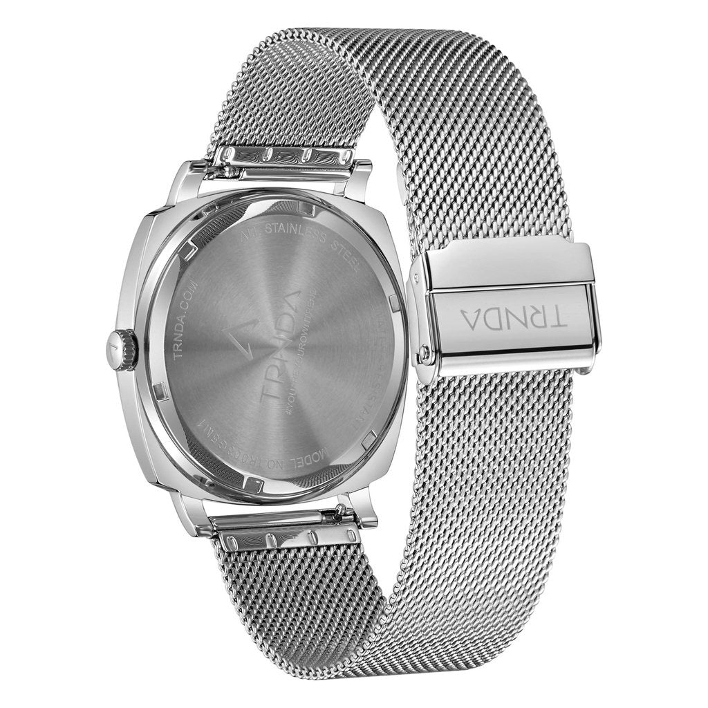 Trnda Men's Stainless Steel Watch, Silver Mesh Band | Trnda-S45m