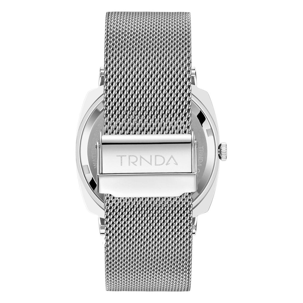Trnda Men's Stainless Steel Watch, Silver Mesh Band | Trnda-S45m