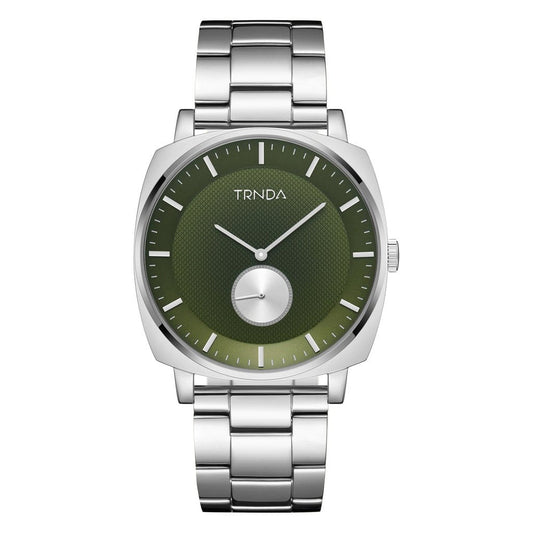 Trnda Men's Silver Stainless Steel Watch, Seaweed Green Dial | Trnda45mm