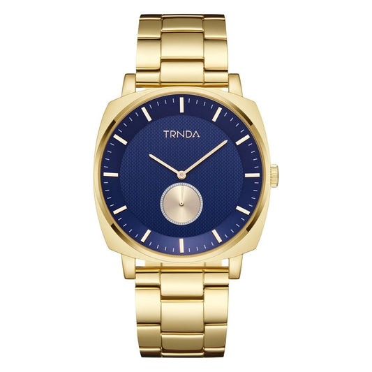Trnda Men's Gold Stainless Steel Watch, Blue Dial | Tr45gdb