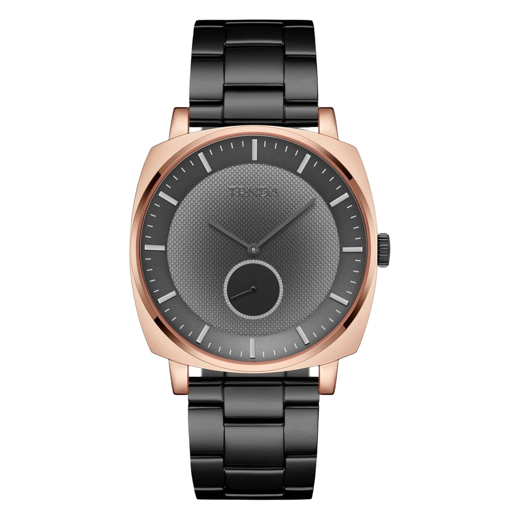 Trnda Men's Rose Gold Stainless Steel Watch, Grey Dial | Tr45rg