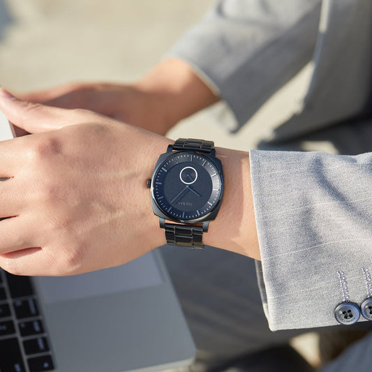 Trnda Men's Stainless Steel Black Watch, Square Dial | Trn-045blk