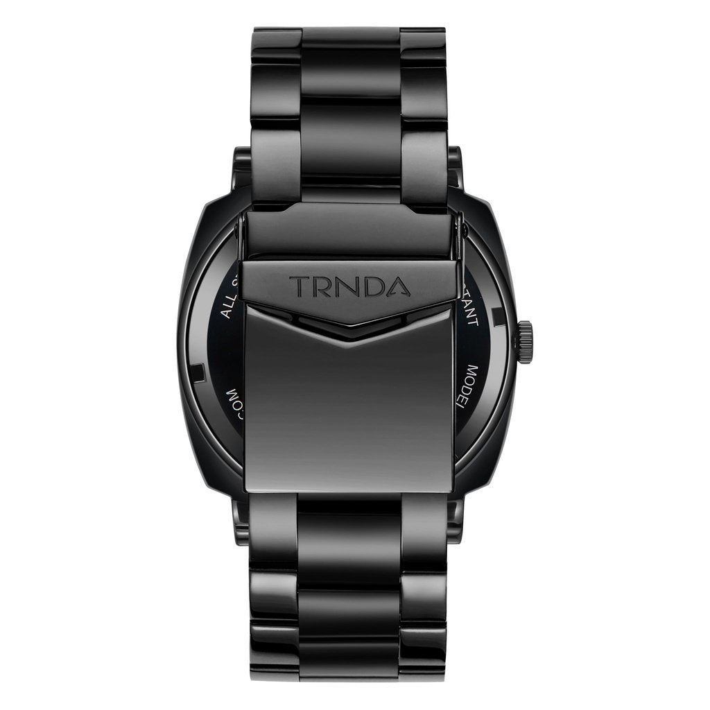 Trnda Men's Stainless Steel Black Watch, Square Dial | Trn-045blk