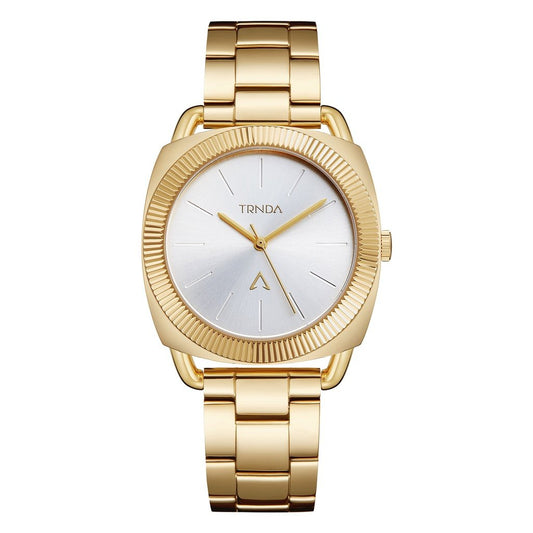 Trnda Women's Gold Stainless Steel Watch, Silver Dial | Trn-1234