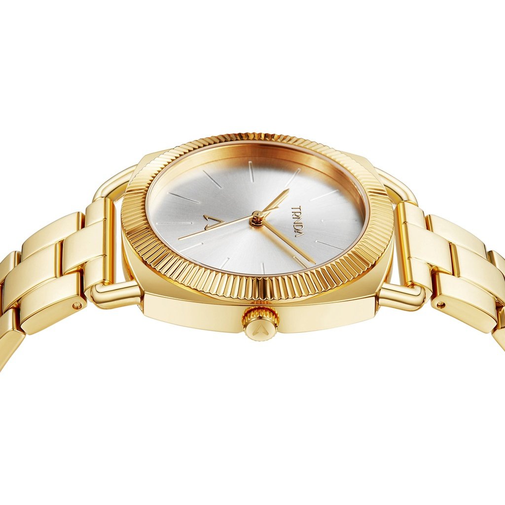 Trnda Women's Gold Stainless Steel Watch, Silver Dial | Trn-1234