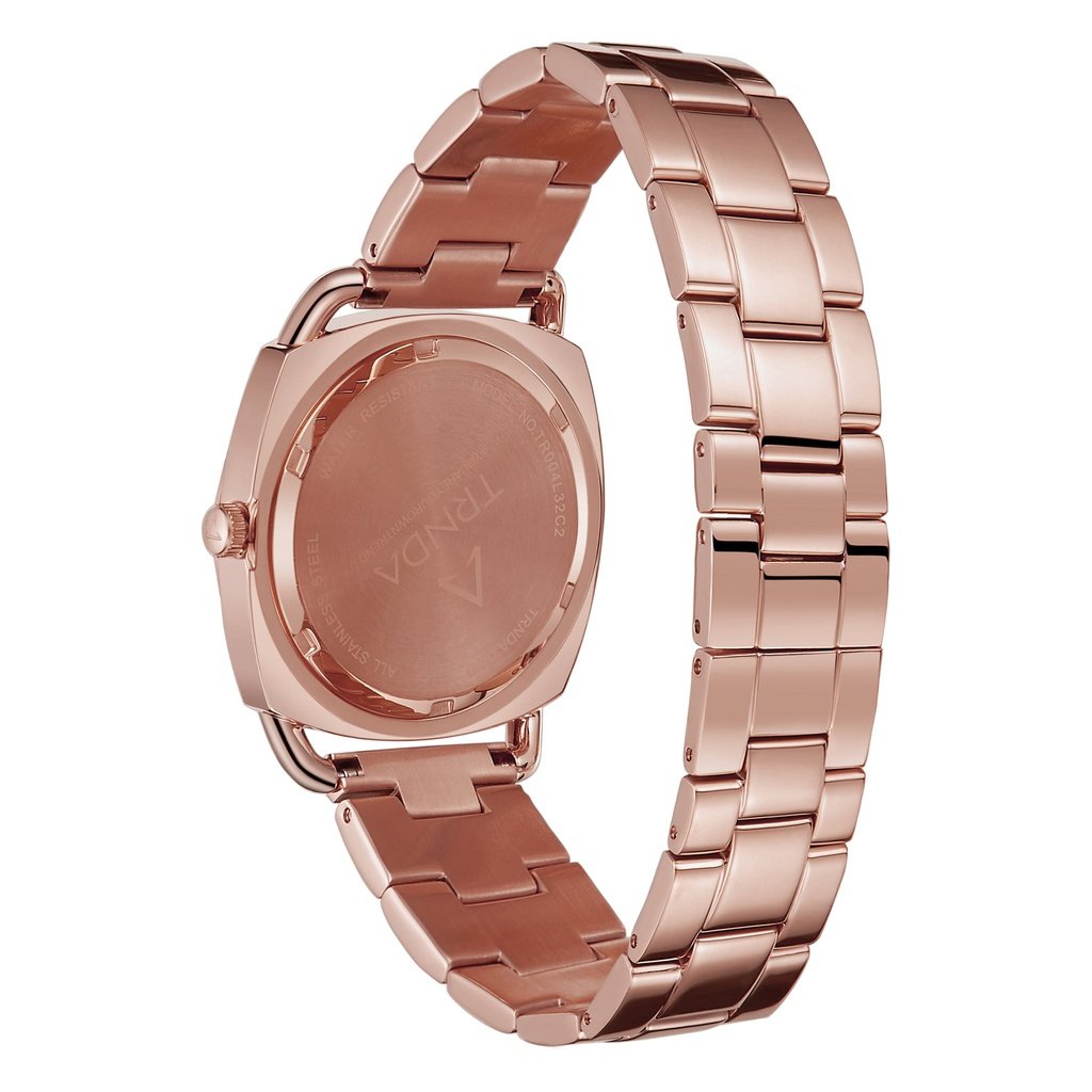 Trnda Women's Rose Gold Stainless Steel Watch, Round Dial | Trnda-001
