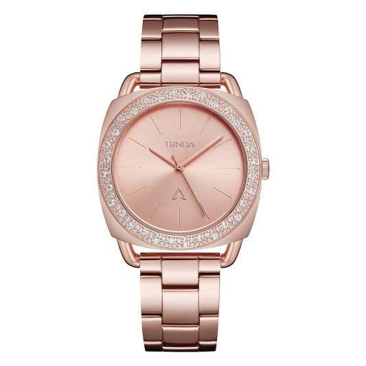 Trnda Women's Rose Gold Stainless Steel Watch, Round Dial | Trn-001