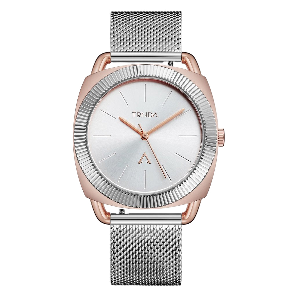 Trnda Women's Rose Gold Stainless Steel Watch, Silver Dial | Trnda-Rg35.8
