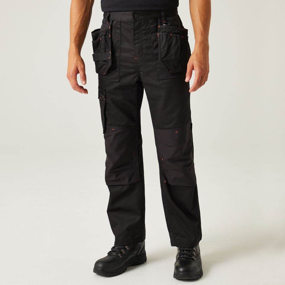 Regatta TRJ387 Incursion Holster Pocket Trousers Black 32" Waist / Long Leg