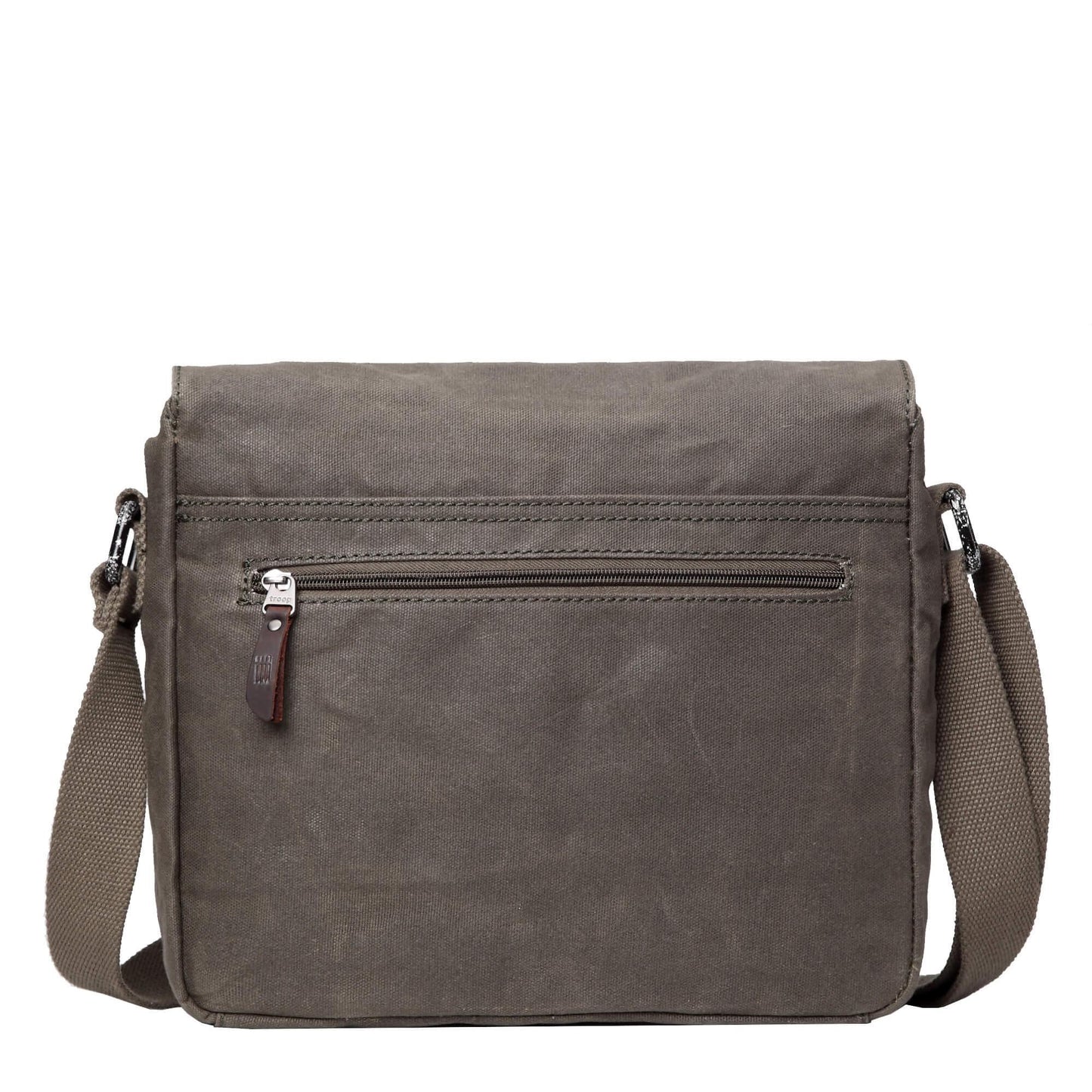 TRP0443 Troop London Heritage Canvas Leather Messenger Bag, Travel Bag, Tablet Friendly