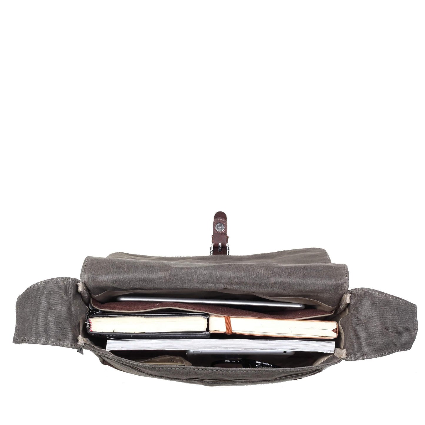 TRP0443 Troop London Heritage Canvas Leather Messenger Bag, Travel Bag, Tablet Friendly