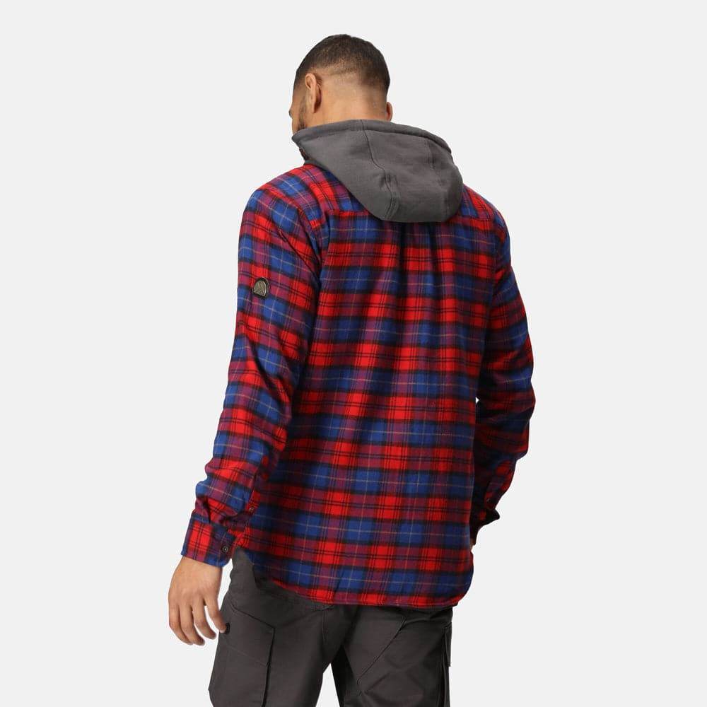 Regatta TRS205 Hooded Shirt Jacket Classic Red Check XL