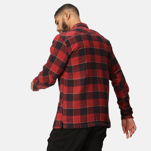 Regatta TRS216 Shelford Padded Check Shirt Jacket Red Check XL