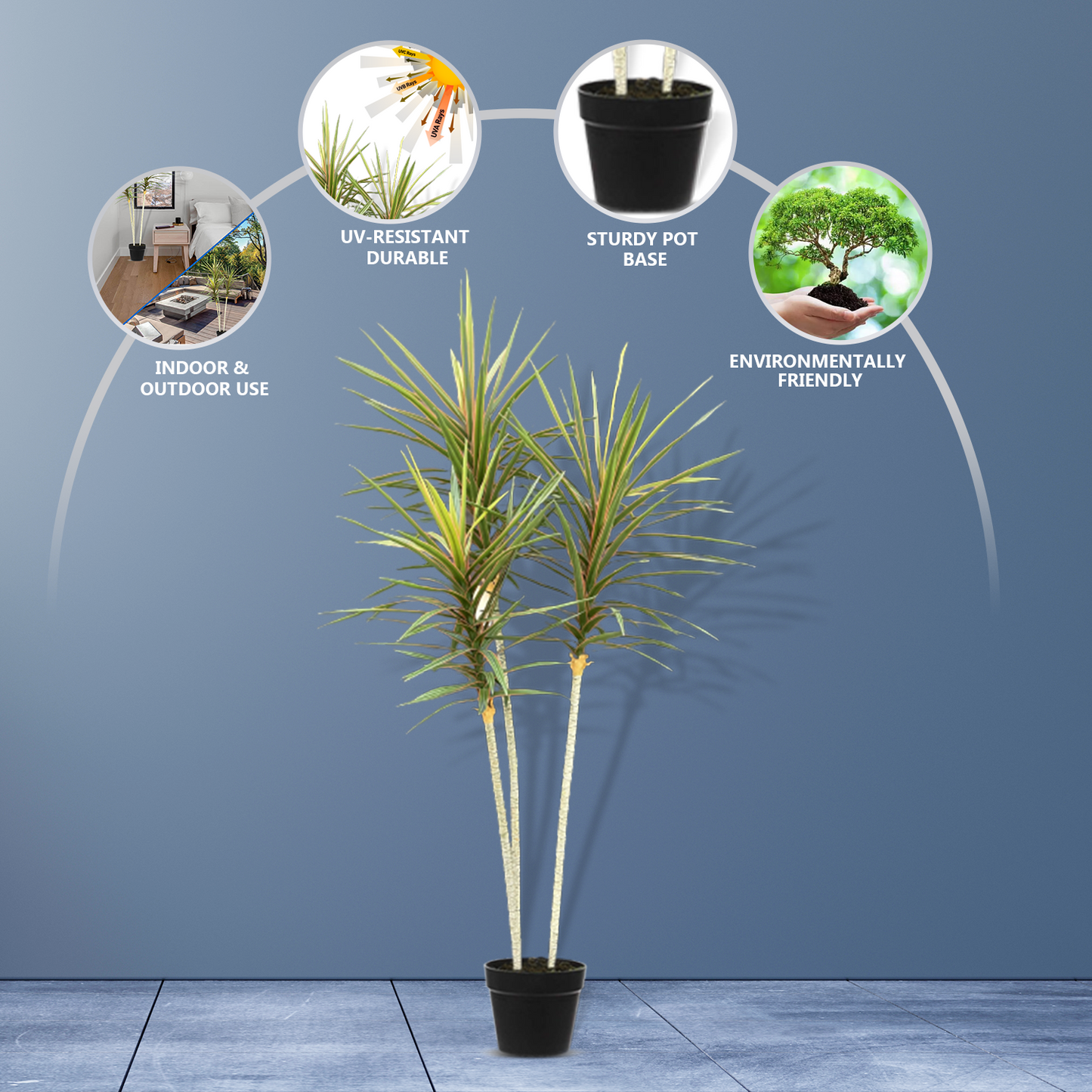 1.6M Artificial Dracaena Tree 195 Leaves - Artificial Plant