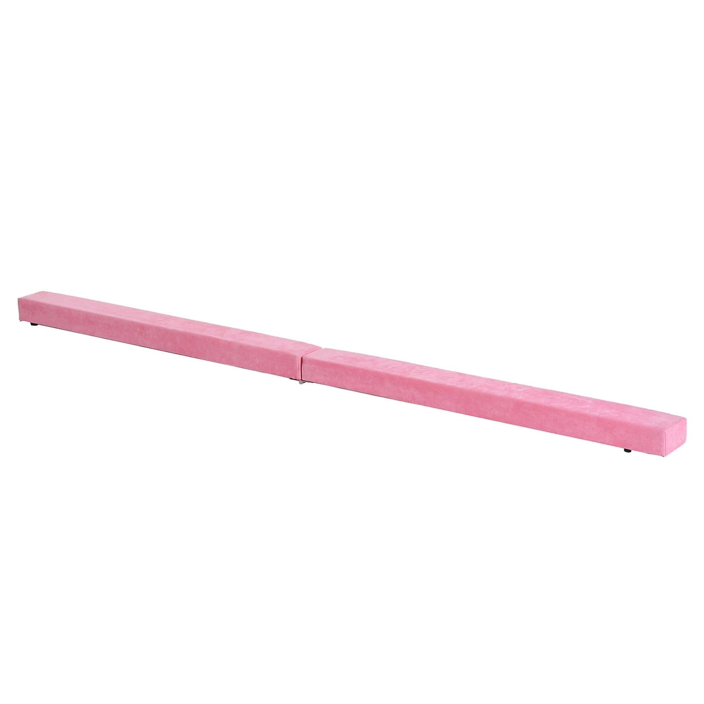HOMCOM Balance Beam Trainer Fold Performance Gymnastics Suede Pink 2.1M Home