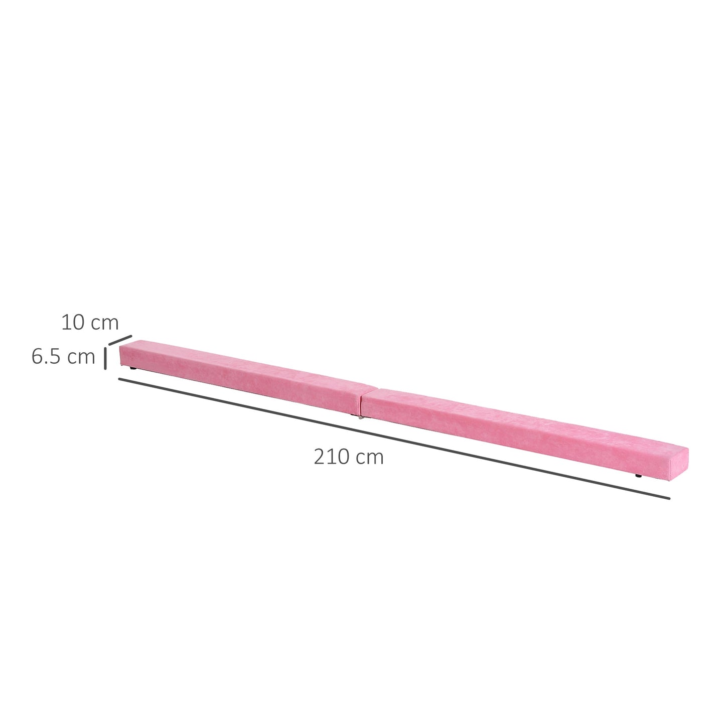 HOMCOM Balance Beam Trainer Fold Performance Gymnastics Suede Pink 2.1M Home
