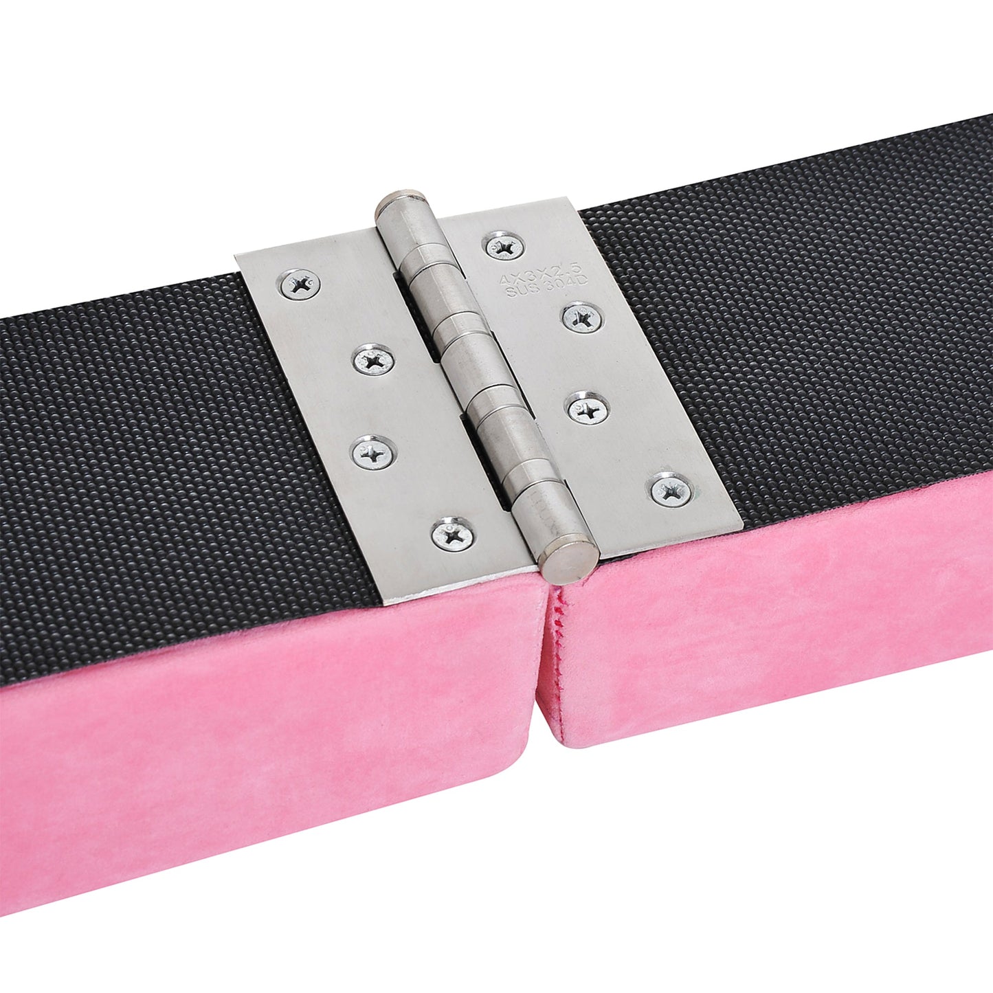 HOMCOM Balance Beam Trainer Fold Performance Gymnastics Suede Pink 2.1M Home