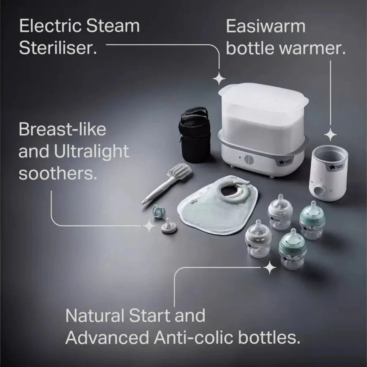 Tommee Tippee Complete Feeding Set with Electric Steam Steriliser - White