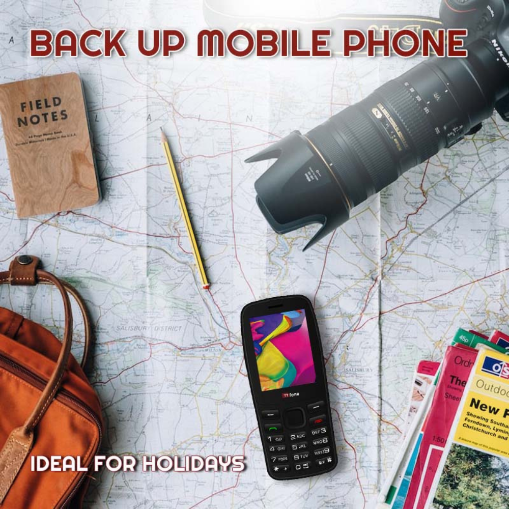 TTfone TT175 2.4inch UK Sim Free Dual Sim Basic Simple Feature Mobile Phone  Unlocked with camera Torch Media Games with Mains Charger