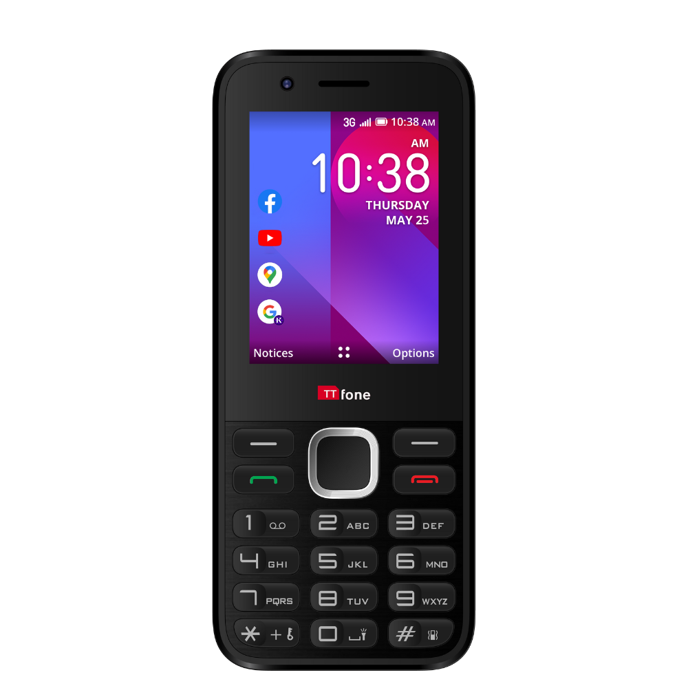 TTfone TT240 Simple Easy to use Mobile Phone with USB Cable and Vodafone Pay As You Go Sim Card