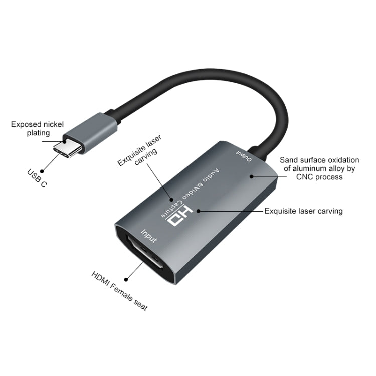 Z29A HDMI Female to USB-C / Type-C Male Video Audio Capture Box, Z29A