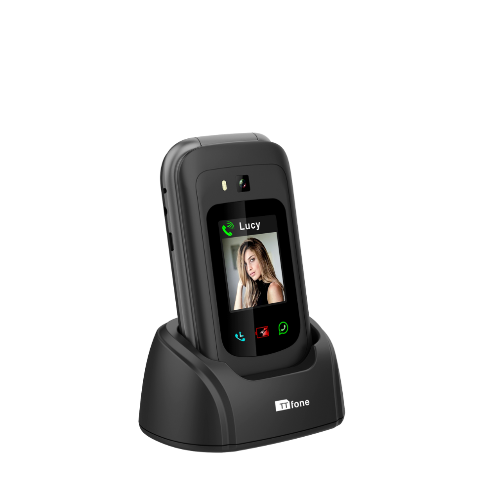 TTfone TT970 Whatsapp 4G Touchscreen Senior Big Button Flip Mobile Phone - With 8MP Camera and Hearing Aid Compatible - Easy and Simple to Use O2 Pay as you go