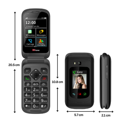 TTfone TT970 Whatsapp 4G Touchscreen Senior Big Button Flip Mobile Phone - With 8MP Camera and Hearing Aid Compatible - Easy and Simple to Use O2 Pay as you go