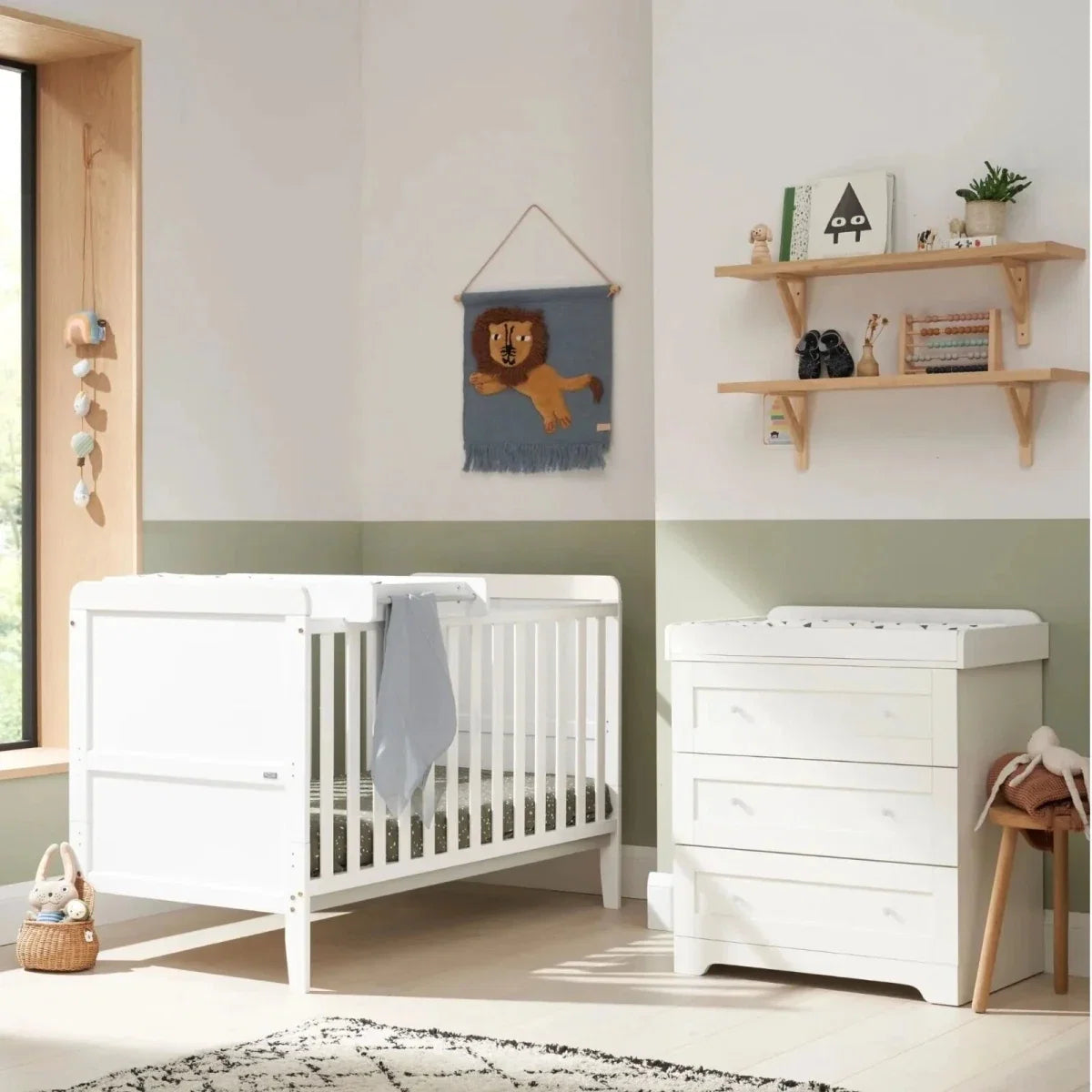Tutti Bambini Rio 2 Piece Room Set with Deluxe Fibre Mattress - White