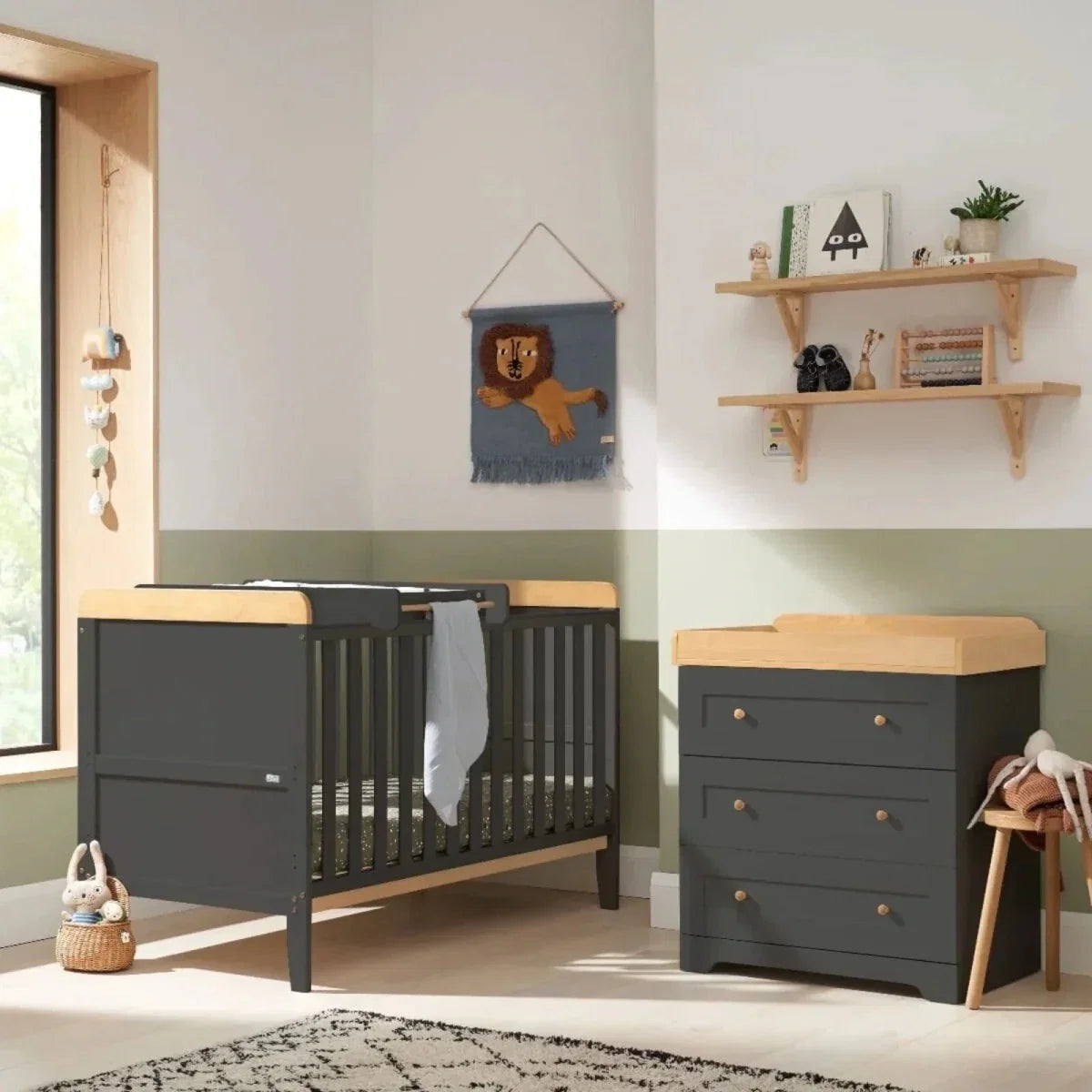 Tutti Bambini Rio 2 Piece Room Set with Pocket Sprung Mattress - Slate/Honey Oak
