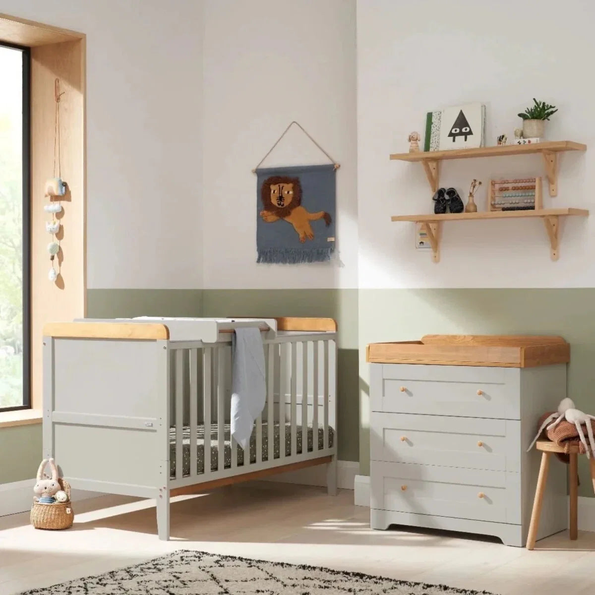 Tutti Bambini Rio 2 Piece Room Set with Pocket Sprung Mattress - Dove Grey/Honey Oak