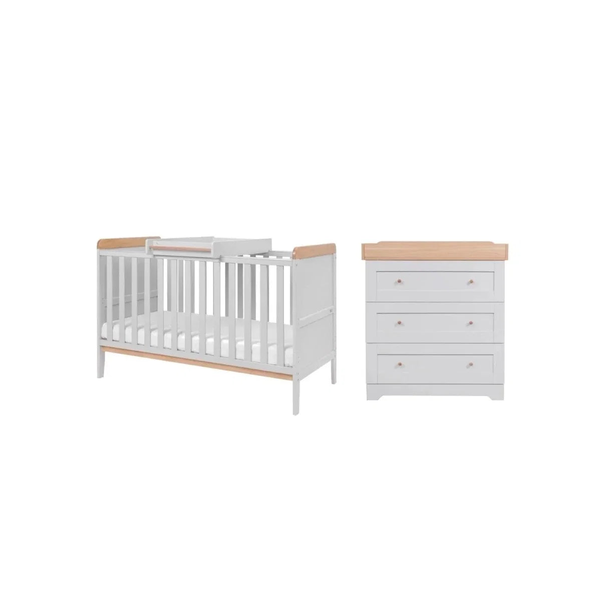 Tutti Bambini Rio 2 Piece Room Set with Pocket Sprung Mattress - Dove Grey/Honey Oak