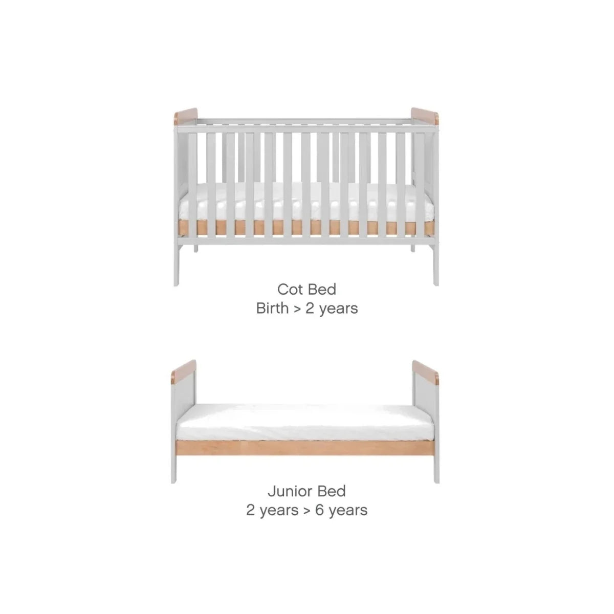 Tutti Bambini Rio 2 Piece Room Set with Sprung Mattress - Dove Grey/Honey Oak
