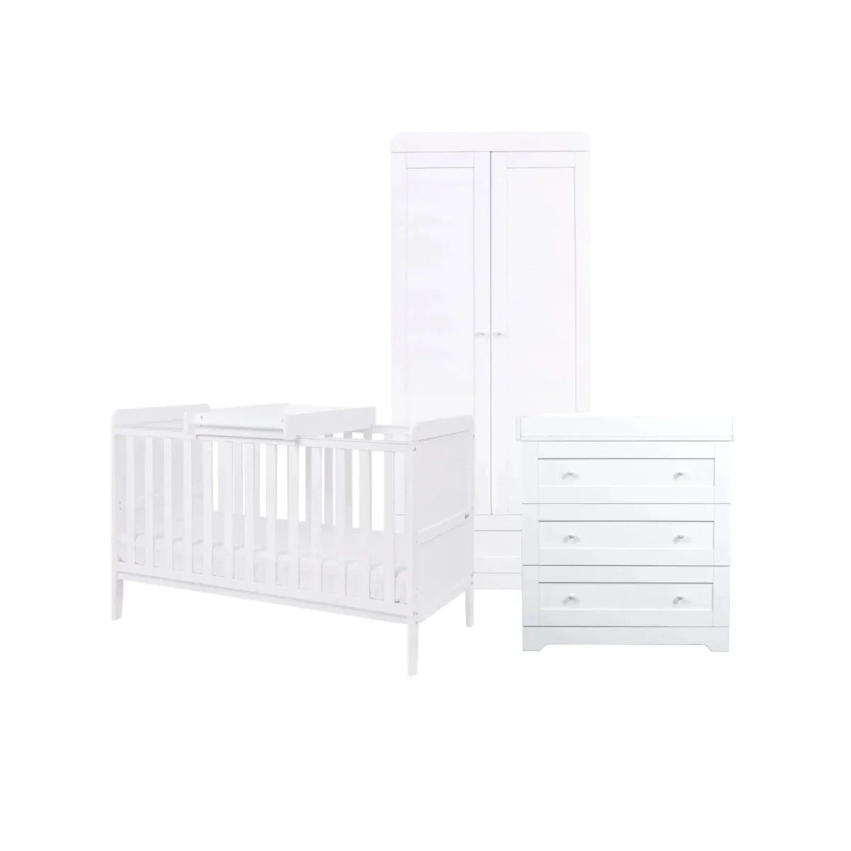 Tutti Bambini Rio 3 Piece Room Set with Deluxe Fibre Mattress - White