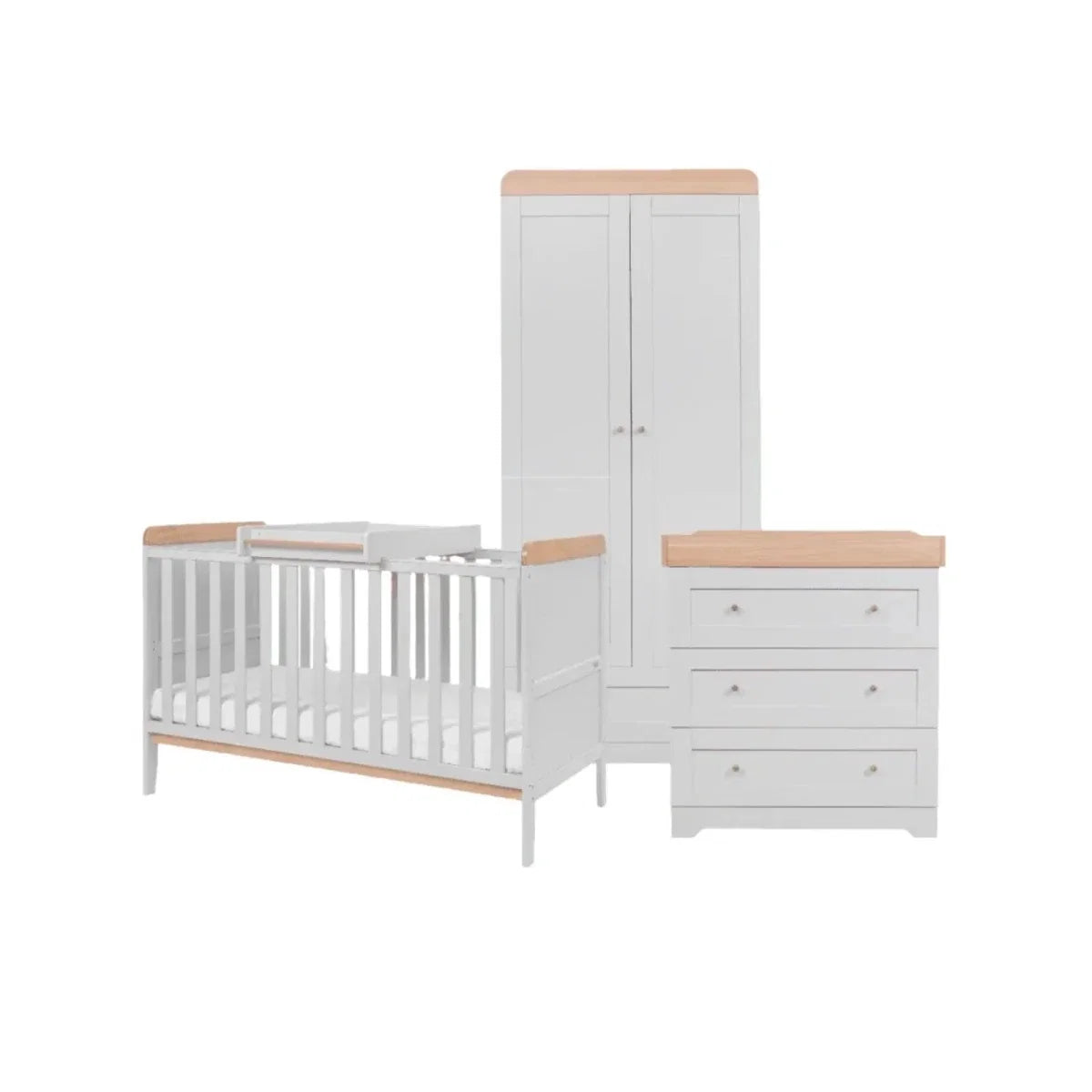 Tutti Bambini Rio 3 Piece Room Set with Pocket Sprung Mattress - Dove Grey/Honey Oak