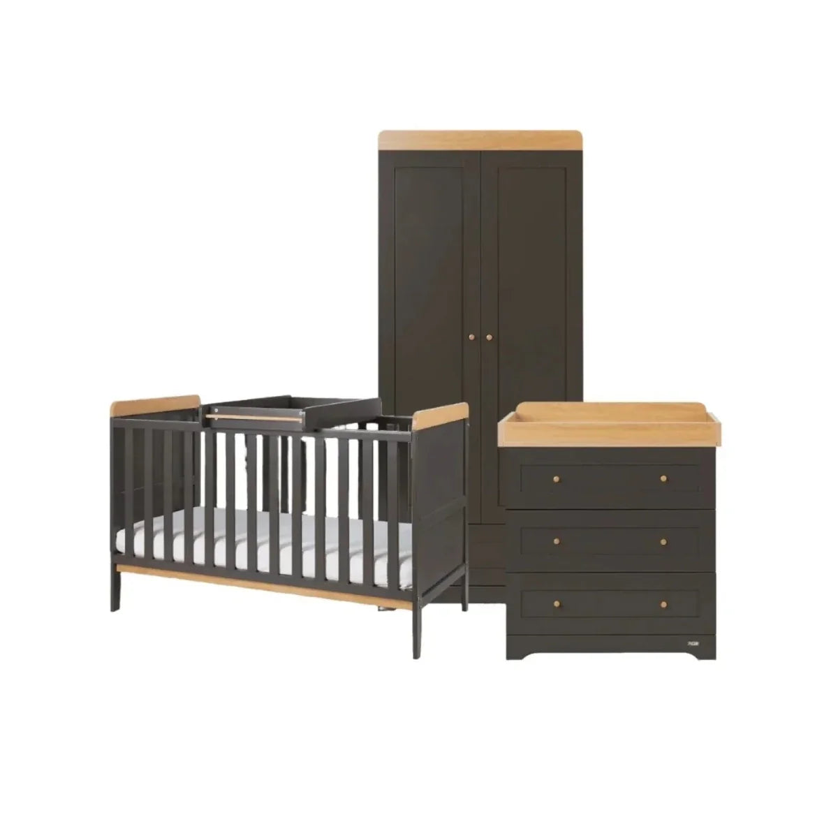 Tutti Bambini Rio 3 Piece Room Set with Sprung Mattress - Slate/Honey Oak