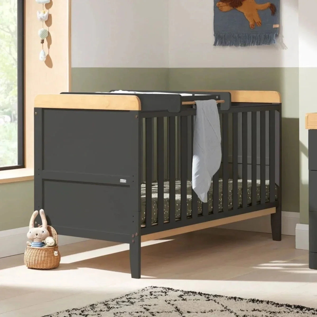 Tutti Bambini Rio 3 Piece Room Set with Sprung Mattress - Slate/Honey Oak