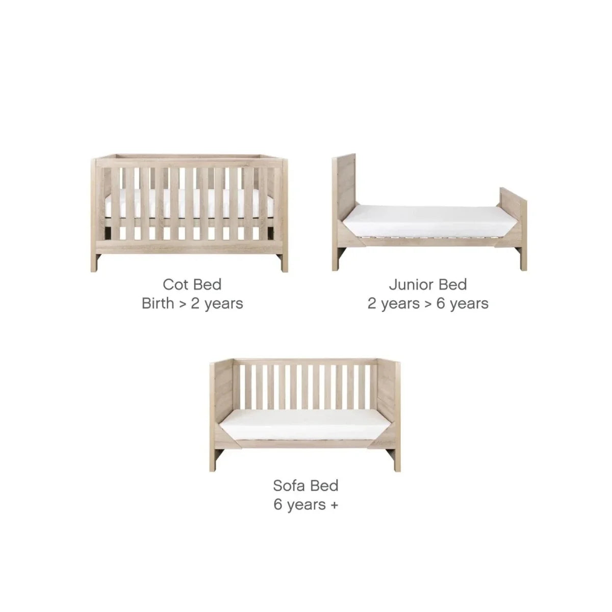Tutti Bambini Modena 2 Piece Room Set with Sprung Fibre Mattress - Oak