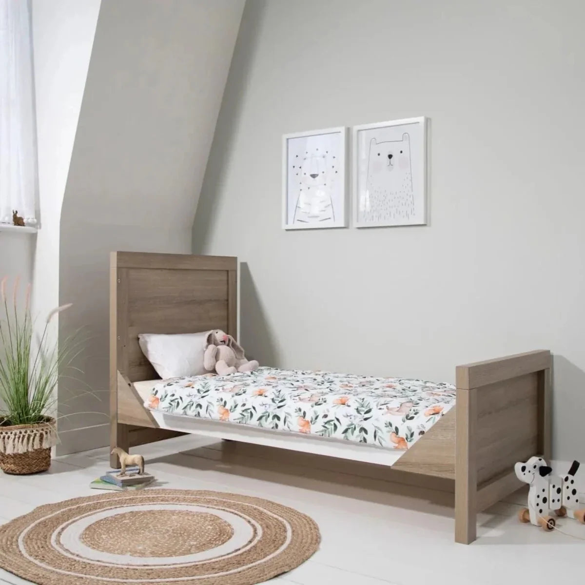 Tutti Bambini Modena 2 Piece Room Set with Sprung Fibre Mattress - White/Oak