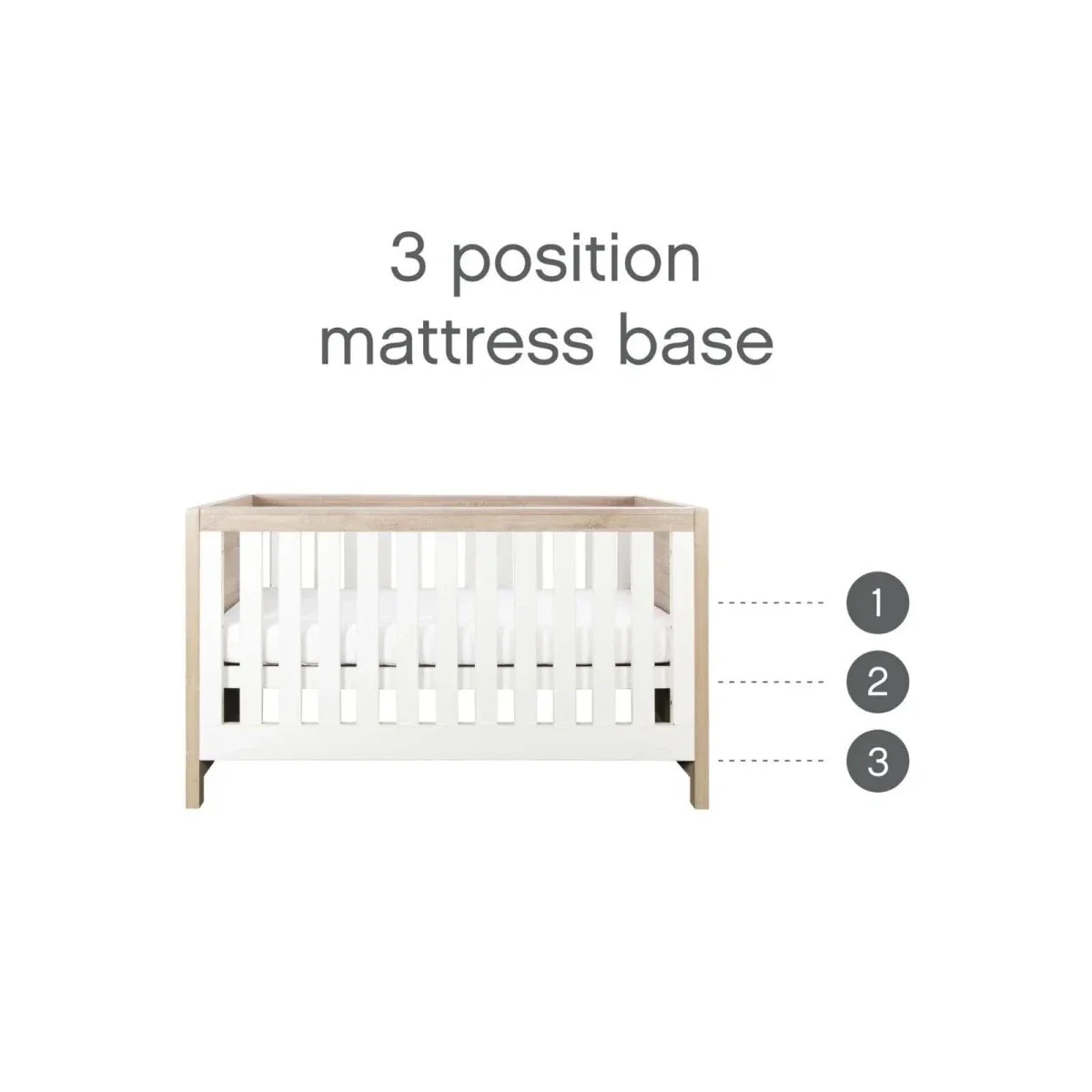 Tutti Bambini Modena 2 Piece Room Set with Sprung Fibre Mattress - White/Oak
