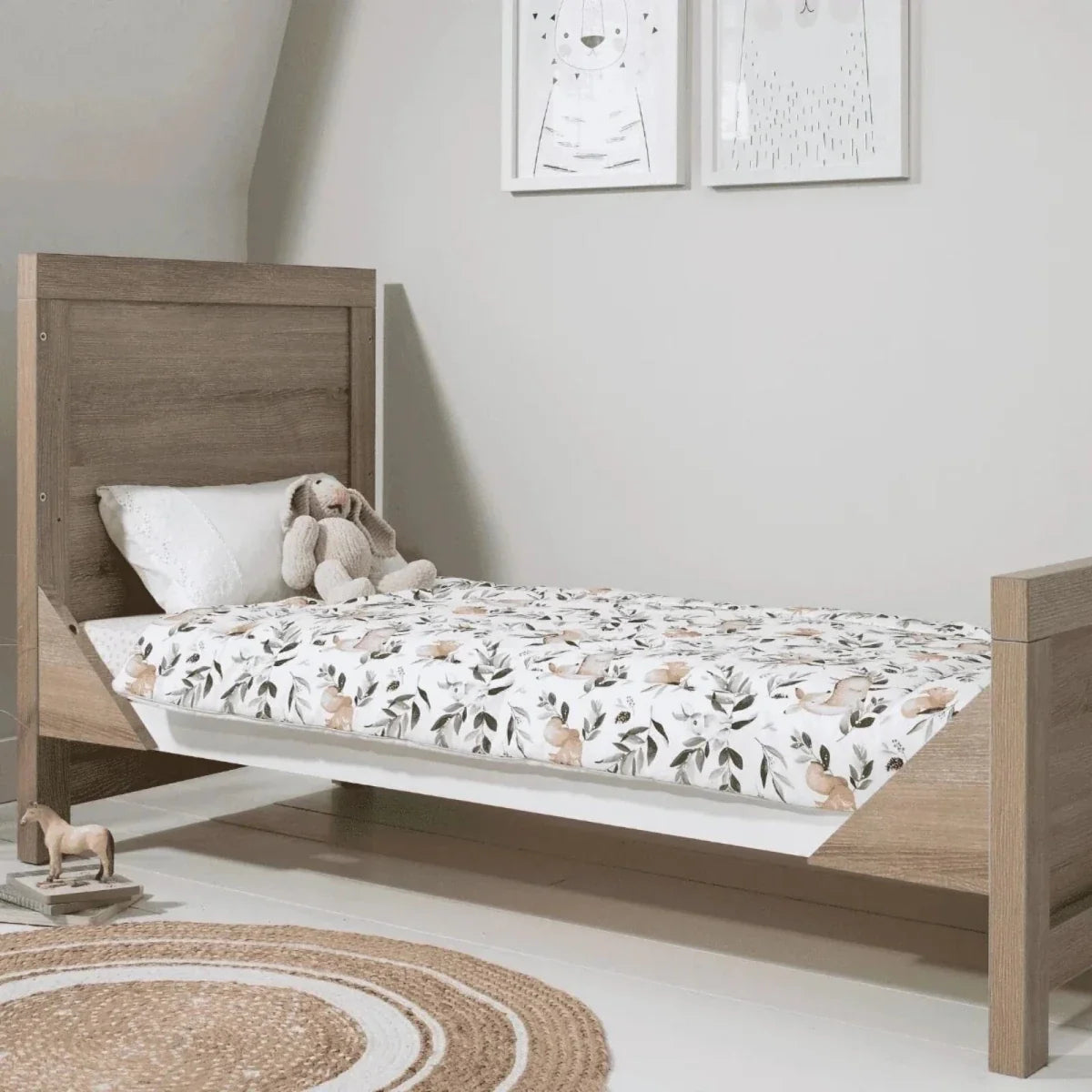 Tutti Bambini Modena 2 Piece Room Set with Sprung Fibre Mattress - White/Oak