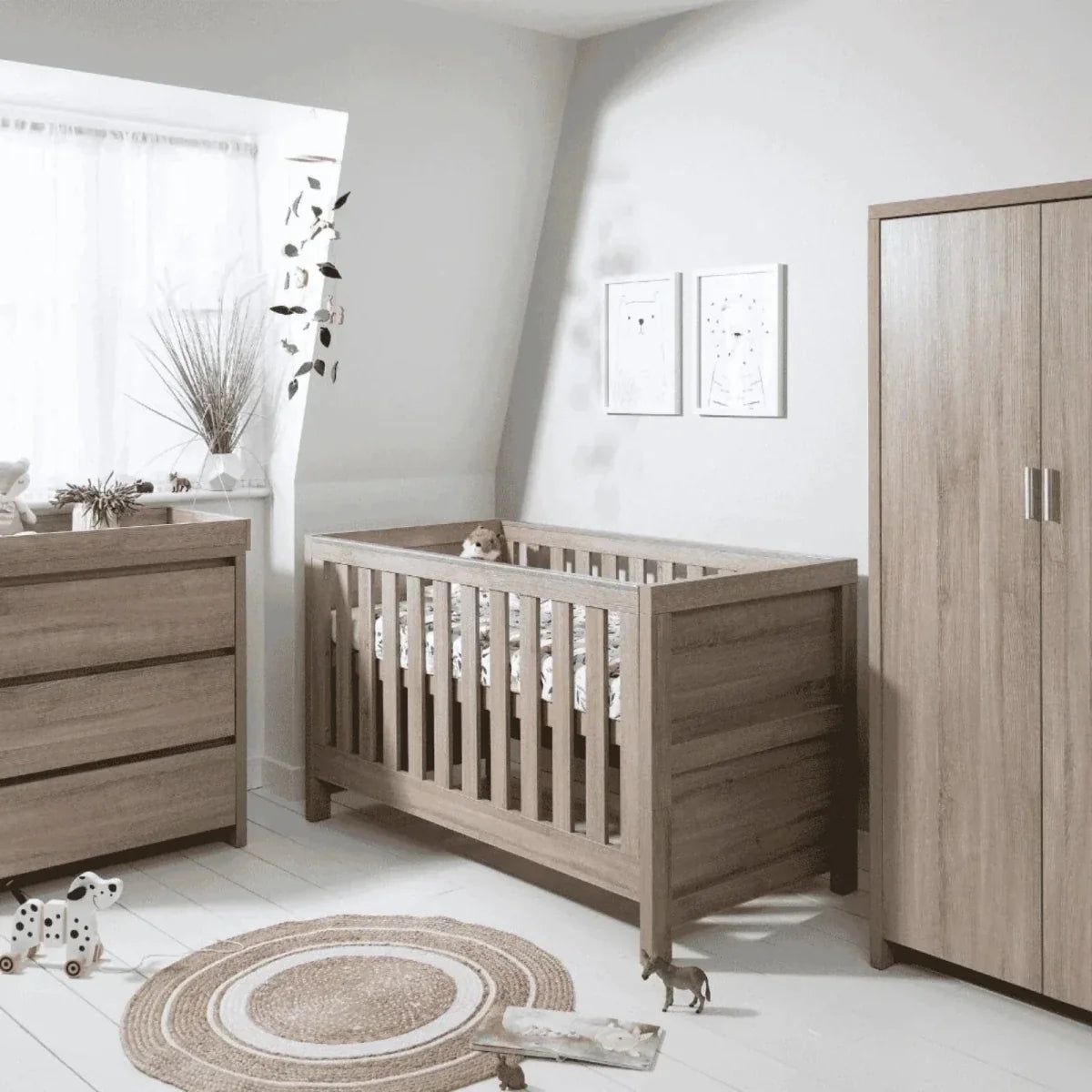 Tutti Bambini Modena 3 Piece Room Set with Deluxe Fibre Mattress - Oak