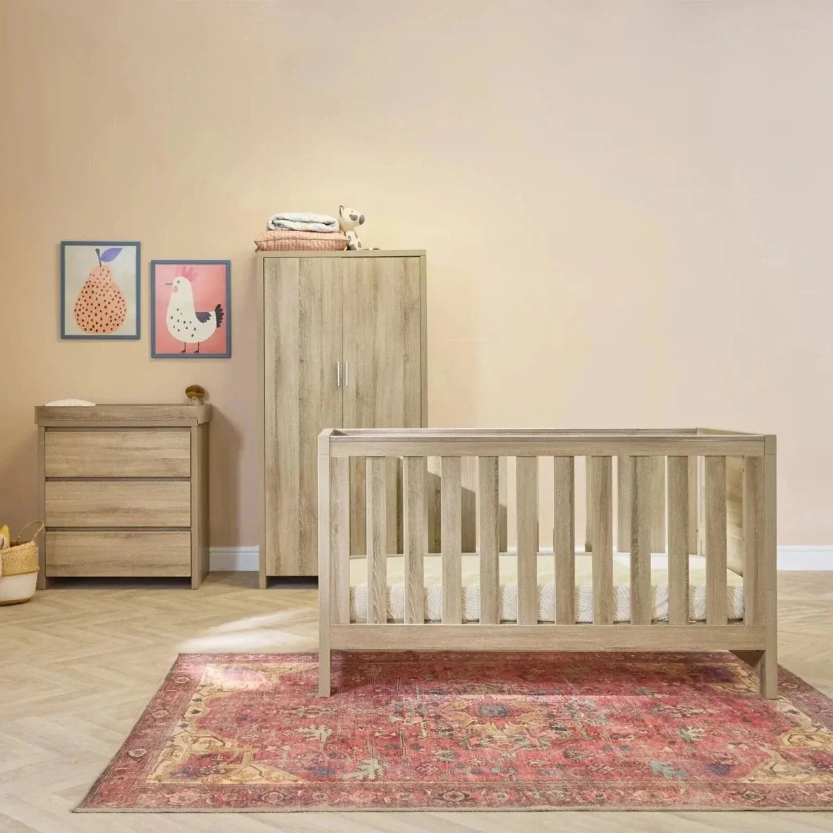 Tutti Bambini Modena 3 Piece Room Set with Deluxe Fibre Mattress - Oak